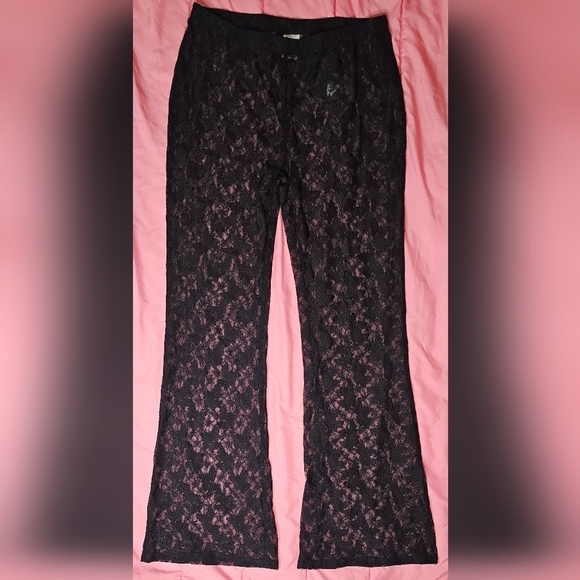 Women's Sheer Lace Flare Cover-Up Pants  Stretchy Mid-rise Breathable Fabric New - Picture 3 of 6